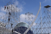 Spain, Valencia Province, Valencia, Ciutat de les Arts i les Ciencies, City of Arts and Sciences, Modern architectural complex designed by Santiago Calatrava and Felix Candela, L'Agora.