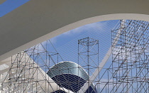 Spain, Valencia Province, Valencia, Ciutat de les Arts i les Ciencies, City of Arts and Sciences, Modern architectural complex designed by Santiago Calatrava and Felix Candela, L'Agora.