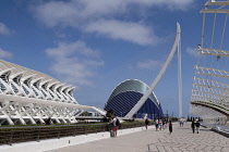 Spain, Valencia Province, Valencia, Ciutat de les Arts i les Ciencies, City of Arts and Sciences, Modern architectural complex designed by Santiago Calatrava and Felix Candela, L'Agora.