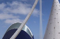 Spain, Valencia Province, Valencia, Ciutat de les Arts i les Ciencies, City of Arts and Sciences, Modern architectural complex designed by Santiago Calatrava and Felix Candela, L'Agora.