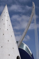 Spain, Valencia Province, Valencia, Ciutat de les Arts i les Ciencies, City of Arts and Sciences, Modern architectural complex designed by Santiago Calatrava and Felix Candela, L'Agora.