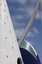 Spain, Valencia Province, Valencia, Ciutat de les Arts i les Ciencies, City of Arts and Sciences, Modern architectural complex designed by Santiago Calatrava and Felix Candela, L'Agora.