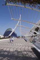 Spain, Valencia Province, Valencia, Ciutat de les Arts i les Ciencies, City of Arts and Sciences, Modern architectural complex designed by Santiago Calatrava and Felix Candela, L'Agora.