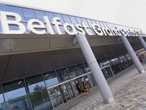 Ireland, North, Belfast, Grand Central Station entrance on the Grosvenor Road.