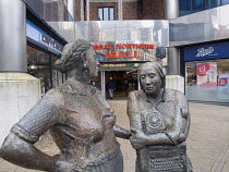 Ireland, North, Belfast, Great Victoria Street, Sculpture of the Unknown Worker outside the Great Northern Mall.