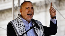 England, London, Whitehall, 5th October 2024,  Husam Zomlot, Palestinian ambassador to the UK speaking at a pro-palestinian rally outside Downing Street.