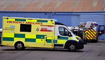 England, Norfolk, Potter Heigham, Norfolk, Emergency service vehicles attend an incident.