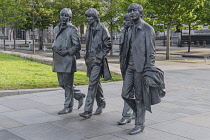 England, Lancashire, Liverpool, Pier Head, Statue of the Beatles by Andrew Edwards created in 2015.