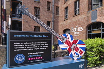 England, Lancashire, Liverpool, Royal Albert Dock, The Beatles Story Museum entrance.