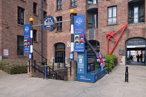 England, Lancashire, Liverpool, Royal Albert Dock, The Beatles Story Museum entrance.