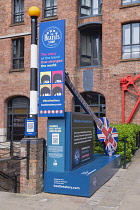 England, Lancashire, Liverpool, Royal Albert Dock, The Beatles Story Museum entrance.