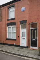 England, Lancashire, Liverpool, Magical Mystery Tour, birthplace of Beatles member George Harrison at 12 Arnold Grove Wavertree with an English Heritage Blue Plaque in his honour unveiled on May 24th...