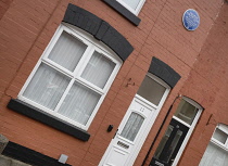 England, Lancashire, Liverpool, Magical Mystery Tour, birthplace of Beatles member George Harrison at 12 Arnold Grove Wavertree with an English Heritage Blue Plaque in his honour unveiled on May 24th...