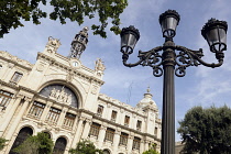 Spain, Valencia Province, Valencia, Ciutat Vella, Old Town, The Palace of Post and Telegraphs, Post Office Building, in Plaza del Ayuntamiento.