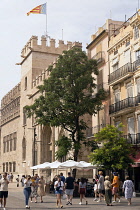 Spain, Valencia Province, Valencia, Ciutat Vella, Old Town, Restaurants in The Gothic style Silk Exchange, La Lonja de la Seda, A UNESCO World Heritage Site.