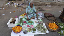 India, Gujarat, Ahmedabad, Fruit and veg on sale in market.