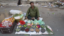 India, Gujarat, Ahmedabad, Fruit and veg on sale in market.