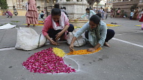 India, Gujarat, Ahmedabad, Pongal festival, floral decorations.