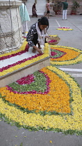 India, Gujarat, Ahmedabad, Pongal festival, floral decorations.