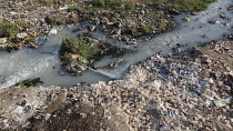 India, Gujarat, Surendranagar, Polluted River.