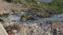 India, Gujarat, Surendranagar, Polluted River.