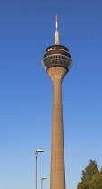 Germany, North Rhine-Westphalia, Dusseldorf, Rheinturm or Rhine Tower which is a 240 metre high or 789 feet oncrete telecommunications tower and the highest building in the city.