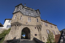 Germany, Hesse, Idstein, Stone gateway leading to the town's castle or Residenzschloss.