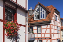 Germany, Hesse, Idstein, Colourful half timbered house in the Altstadt or Old Town area.