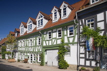 Germany, Hesse, Idstein, Colourful half timbered house in the Altstadt or town centre.