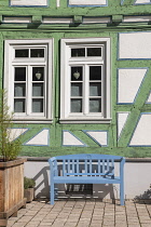 Germany, Hesse, Idstein, Colourful half timbered house in the Altstadt or town centre.