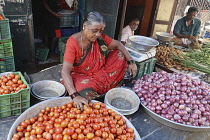 India, Tamil Nadu, Chennai, Vegetables for sale in the market.