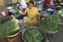 India, Tamil Nadu, Hyderabad, Women selling vegetables in the market.