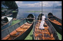 China, Yunnan, Dali, Erhai lake Orange bottomed boats.