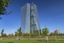 Germany, Hesse, Frankfurt, the twin towers of new European Central Bank building completed in 2014.