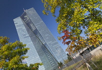 Germany, Hesse, Frankfurt, the twin towers of new European Central Bank building completed in 2014.