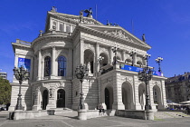 Germany, Hesse, Frankfurt, Alte Oper or the Old Opera House concert hall built in 1880 which was destroyed by bombs in 1944 and rebuilt in the 1970's before being opened in 1981, view from the Opernpl...