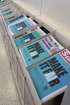 England, West Sussex, Bognor Regis,  Display of newspapers in supermarket showing front page protest against Government siding with technology companies over creativity and AI. Make it Fair campaign u...